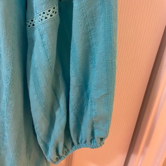 NWT Ruby Rd. | Aqua Notch-Neck Puff-Sleeve Top - Picture 4 of 4